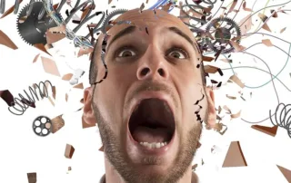 man portrays frustration and burn out